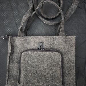 Gray Felt Purse with Front Pocket